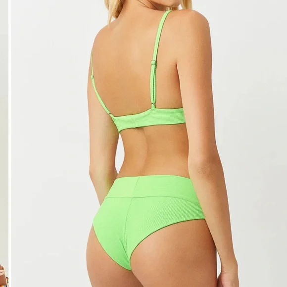 NWT Frankie’s Bikinis Gavin Ribbed bikini set XL neon green - Picture 4 of 16
